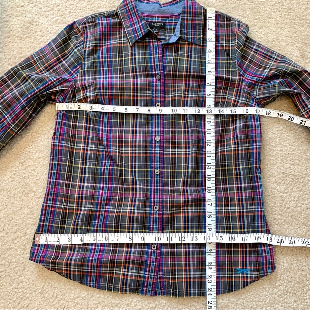 TALBOTS Petite Purple Plaid Button Down—SZ. 8P - Picture 11 of 14